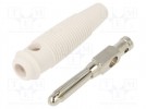 Złącze laboratoryjne: bananowe 4mm; wtyk; 30A; 60VDC; biały; 3mΩ