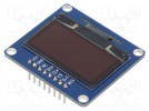 Display: OLED; 1,3"; 128x64; 40,5x37,5mm; blau; PIN: 8; 3,3÷5VDC