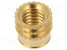 Gewindeeinsatz; Messing; M6; BN 37885; L: 7,7mm; für Kunststoff