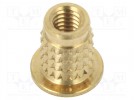 Wkładka gwintowana; mosiądz; M4; BN 37896; Dł: 8,5mm; do plastiku