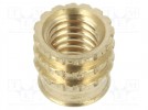 Wkładka gwintowana; mosiądz; M3; BN 37885; Dł: 4,1mm; do plastiku