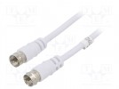 Cable; 1.5m; F plug,both sides; shielded, twofold; white