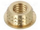 Wkładka gwintowana; mosiądz; M4; BN 37905; Dł: 3mm; do plastiku