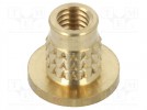 Wkładka gwintowana; mosiądz; M3; BN 37896; Dł: 5,2mm; do plastiku