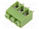PCB terminal block; 5mm; on PCBs; terminal; green