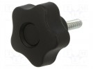 Pokrętło; Ø: 40mm; Gwint zew: M6; 20mm; H: 27mm; technopolimer PP